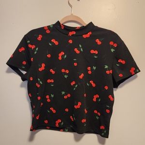 Black cherry mock neck crop top